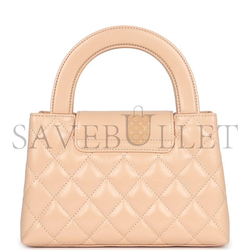 Ch*el kelly shopper beige shiny calfskin brushed gold hardware as4416 (19*13*7cm)